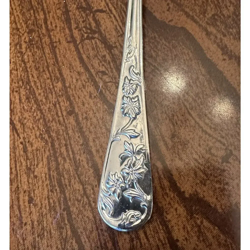 Reed & Barton QUEENS GARDEN Floral Stainless 6 pc Teaspoons Flatware